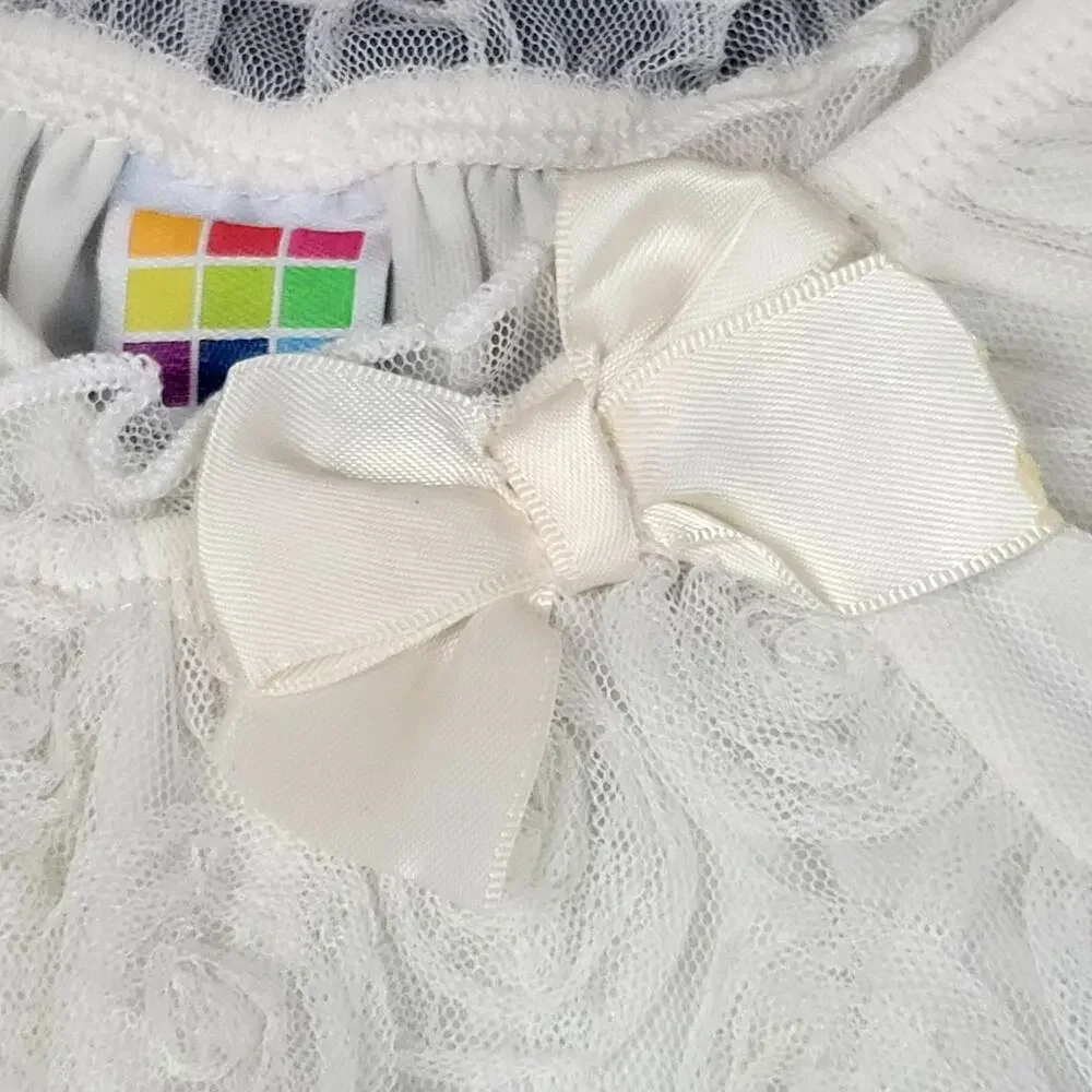 healthtex Cream Lace Dress/Top w/ Rosettes & Accent Bow ‎ Size 3T